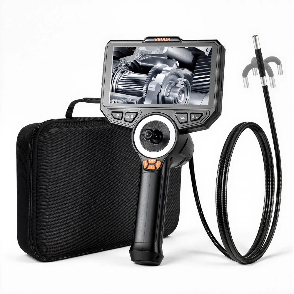 VEVOR Articulating Endoscope with Light, 4-Way 360° Articulated Borescope Camera, 0.24" Slim Lens 1920 x 1080, 6" HD IPS Screen, 7000mAh Battery, IP67 Waterproof for Automotive & Mechanical Inspection