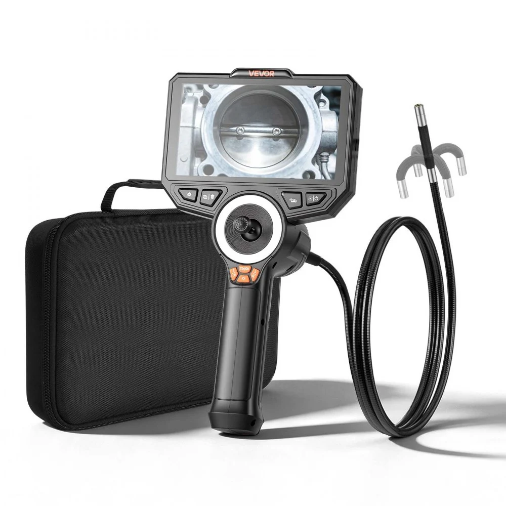 VEVOR Articulating Endoscope with Light, 4-Way 360° Articulated Borescope Camera, 6" HD IPS Screen, 1920 x 1080 Lens, 8X Zoom, 7000mAh Battery, IP67 Waterproof for Auto, Plumbing (4.9FT Snake Cable)