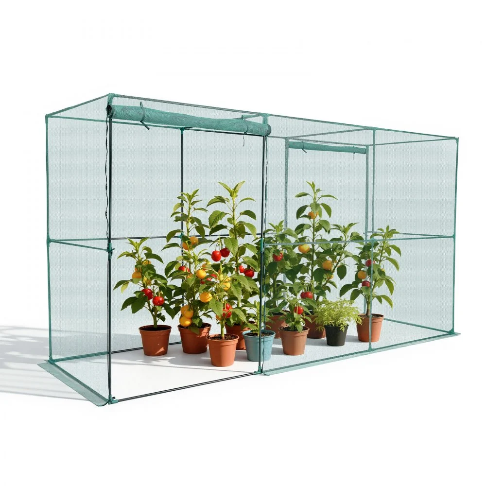 VEVOR Crop Cage, 11.6 x 3.9 x 6.3 ft Plant Protection Tent with Zippered Door, Wind-Resistant Tall Crop Cage, Easy to Install, Outdoor Raised Bed Cover, Tomato Plant Netting for Garden Patio Lawn