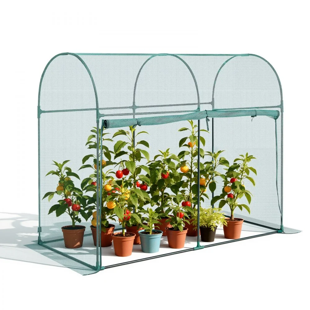 VEVOR Crop Cage, 5.9 x 2.98 x 4.9 ft Plant Protection Tent with Zippered Door, Wind-Resistant Tall Crop Cage, Easy to Install, Outdoor Raised Bed Cover with Frame, Plant Netting for Garden Patio Lawn