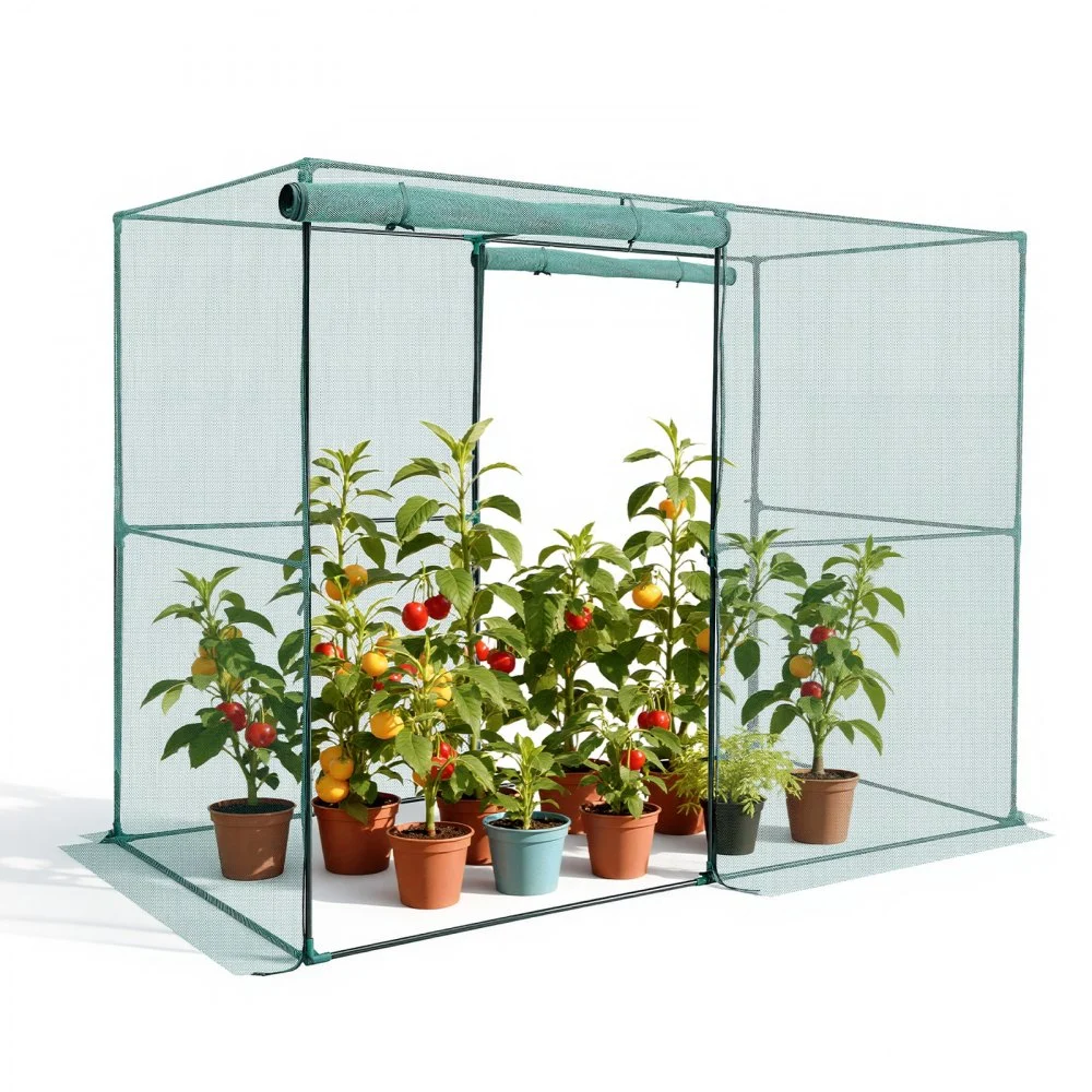 VEVOR Crop Cage, 7.8 x 3.9 x 5.9 ft Plant Protection Tent with Zippered Door, Wind-Resistant Tall Crop Cage, Easy to Install, Outdoor Raised Bed Cover, Tomato Plant Netting for Garden Patio Lawn