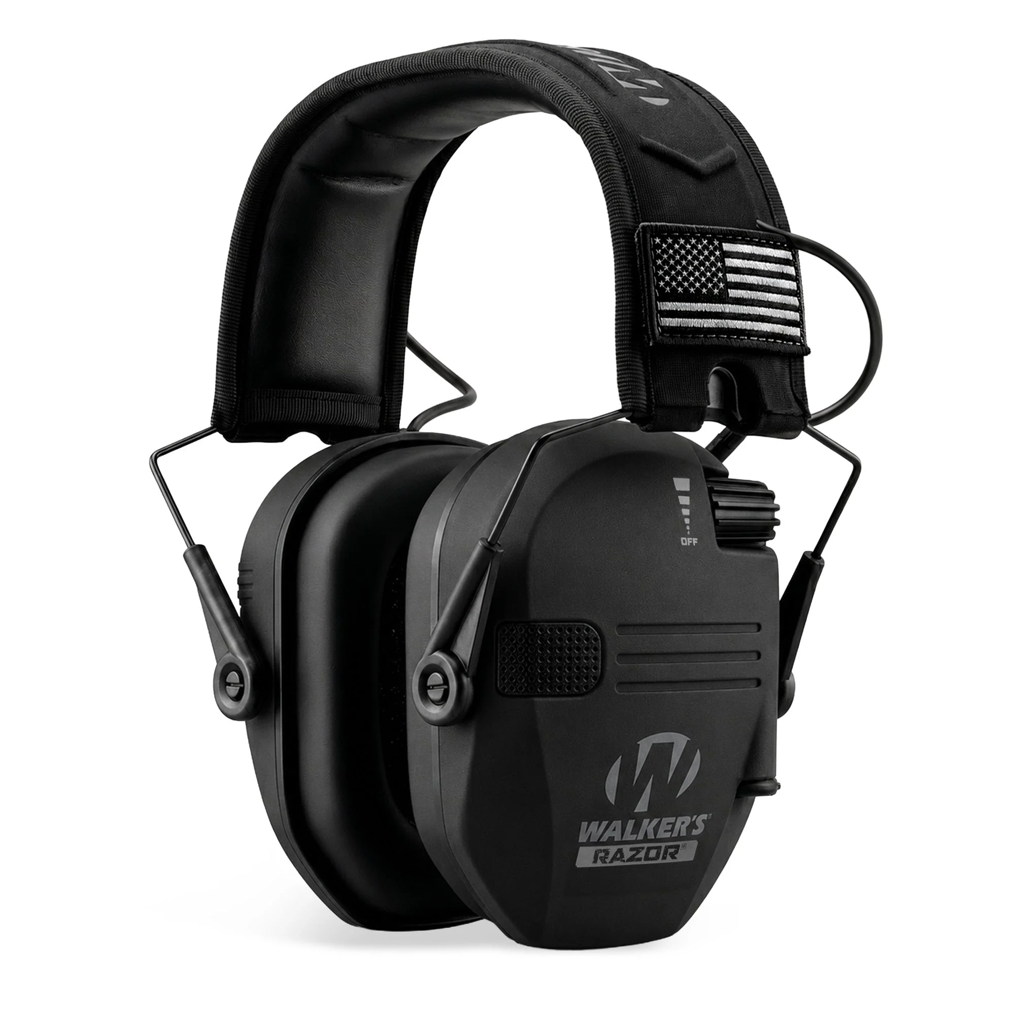Walker's Razor Slim Shooter Electronic Hearing Protection Earmuff, Black Patriot