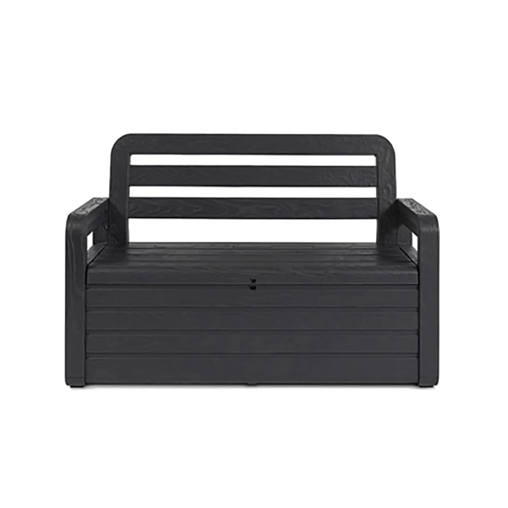 Toomax Foreverspring 70 Gallon Outdoor Deck Storage Box Chest Bench, Dark Gray